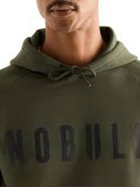 NOBULL Hoodie Dark Army Green Pullover soft bold logo on chest Size Large
